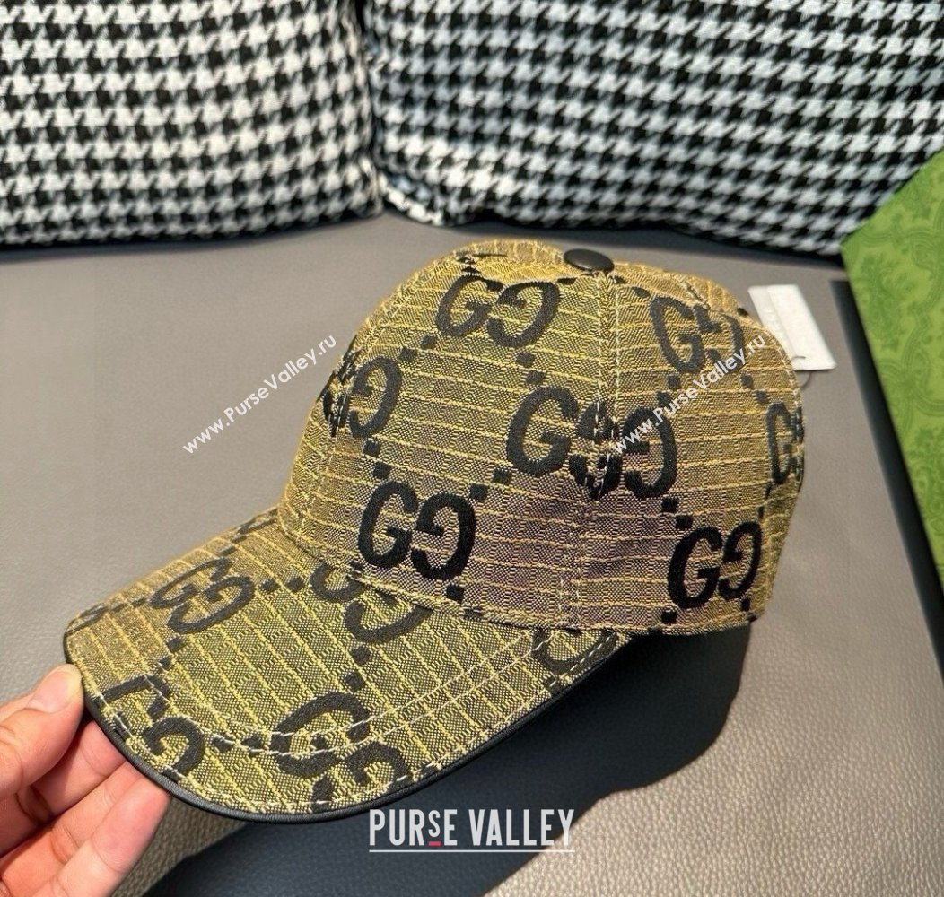 Gucci Maxi GG Canvas Baseball Hat Yellow 2024 1128 (XMN-241128111)