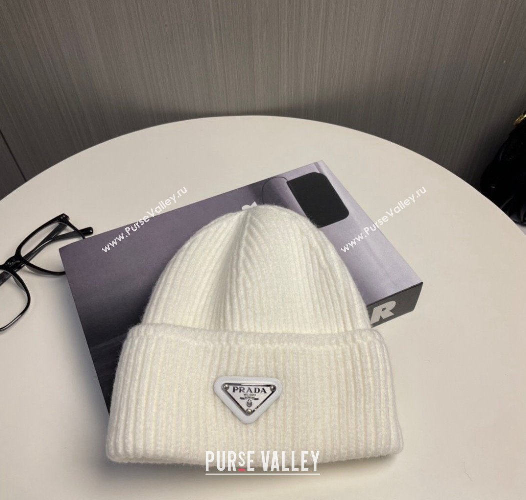 Prada Knit Hat White 2024 PR112801 (MAO-241128116)