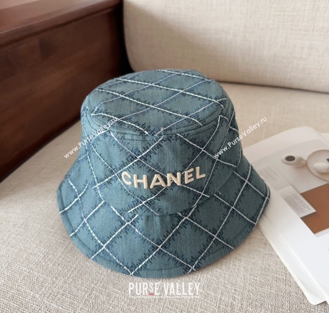 Chanel Quilted Denim Bucket Hat Blue 2024 1128 (MAO-241128124)