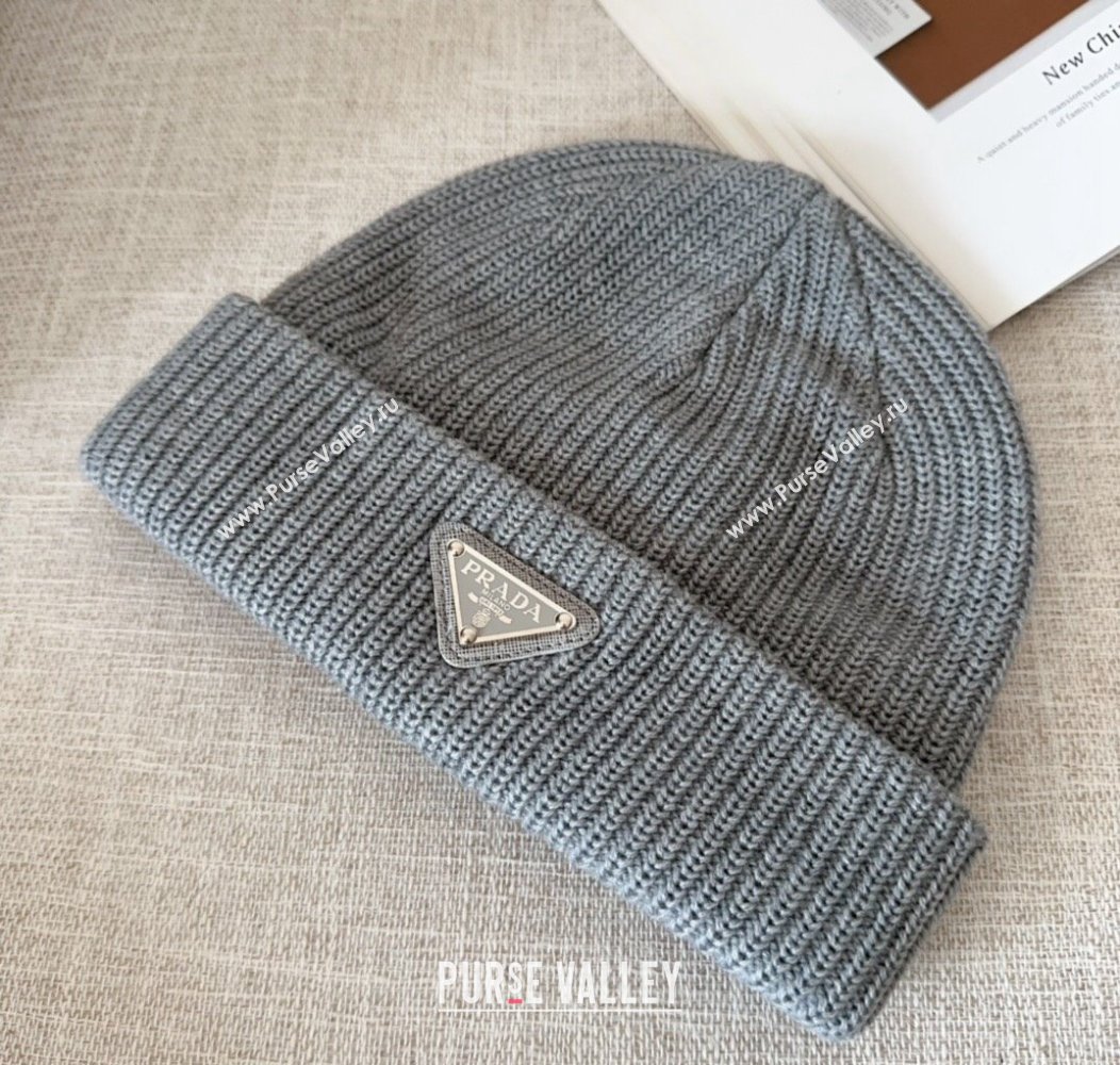 Prada Knit Hat Grey 2024 PR112802 (MAO-241128118)