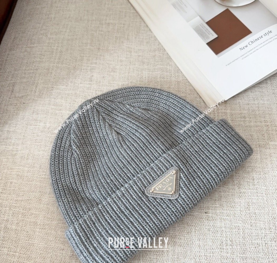 Prada Knit Hat Grey 2024 PR112802 (MAO-241128118)