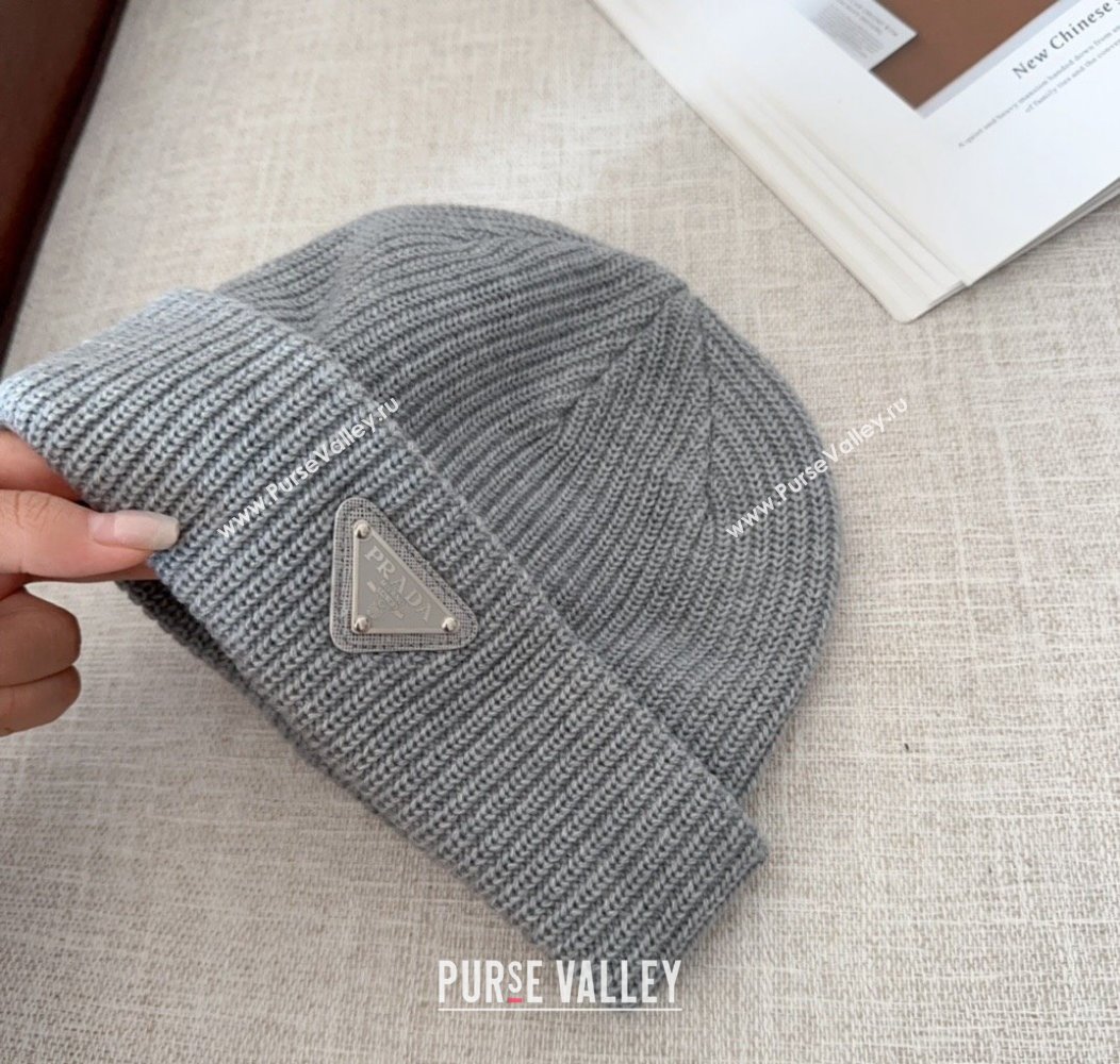 Prada Knit Hat Grey 2024 PR112802 (MAO-241128118)