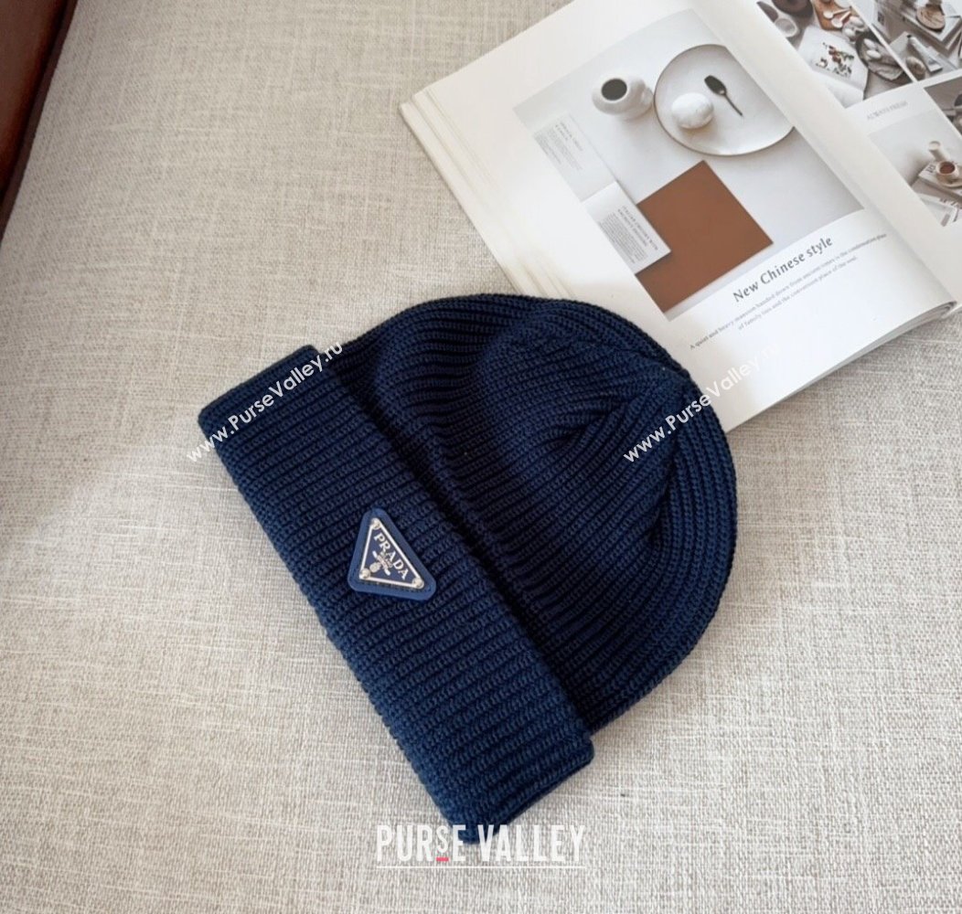 Prada Knit Hat Dark Blue 2024 PR112802 (MAO-241128120)