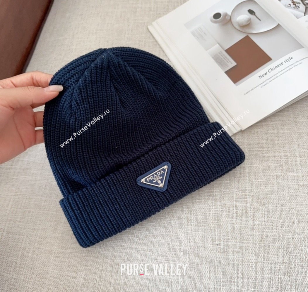 Prada Knit Hat Dark Blue 2024 PR112802 (MAO-241128120)