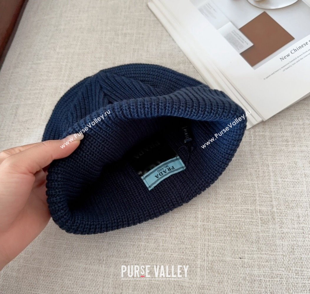 Prada Knit Hat Dark Blue 2024 PR112802 (MAO-241128120)