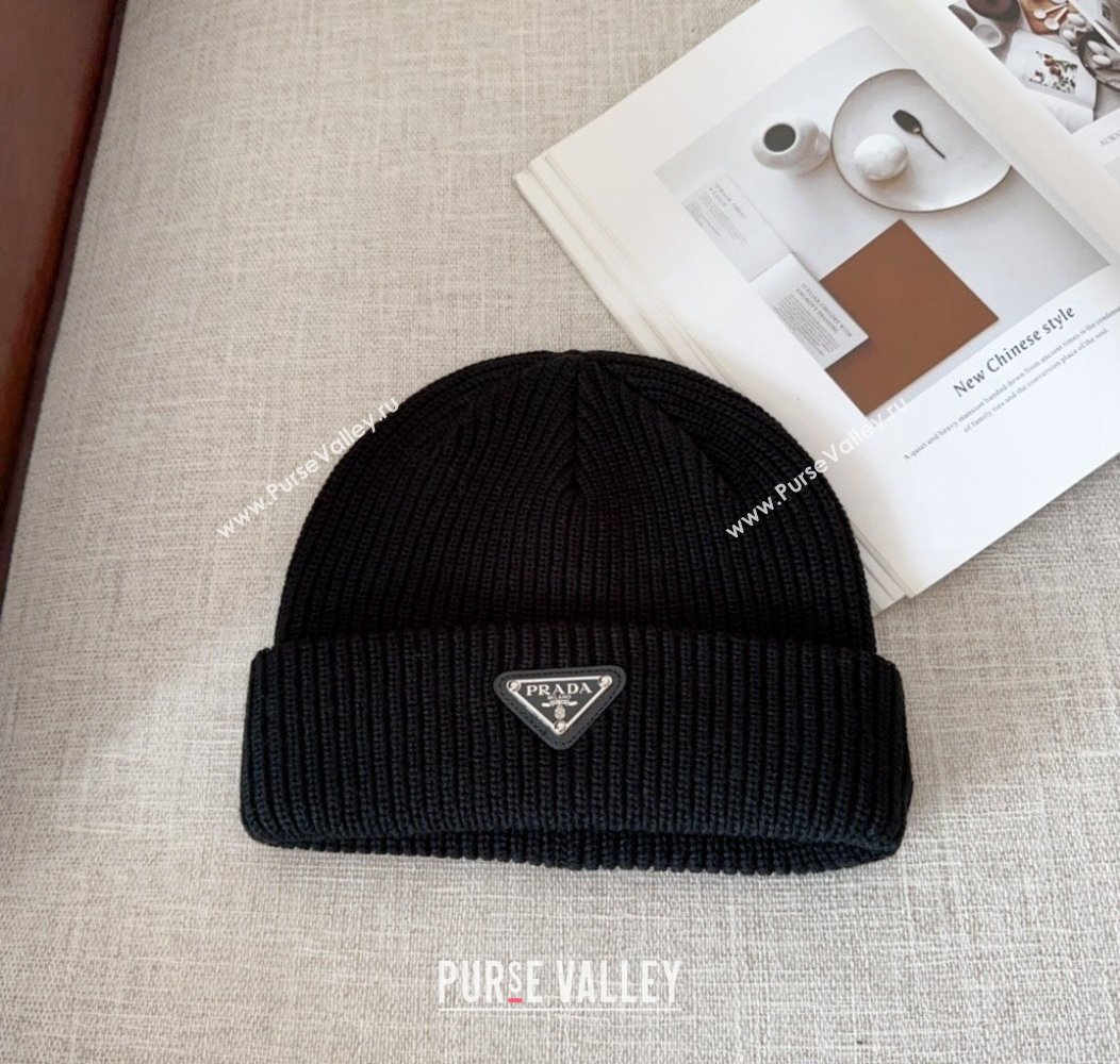 Prada Knit Hat Black 2024 PR112802 (MAO-241128121)