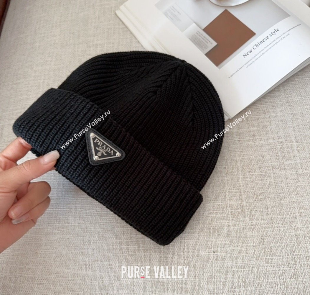 Prada Knit Hat Black 2024 PR112802 (MAO-241128121)