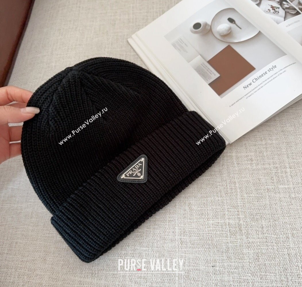 Prada Knit Hat Black 2024 PR112802 (MAO-241128121)