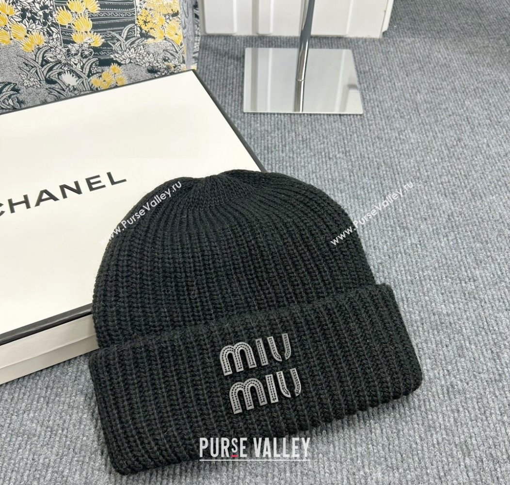 Miu Miu Knit Hat Black 2024 112802 (MAO-241128127)