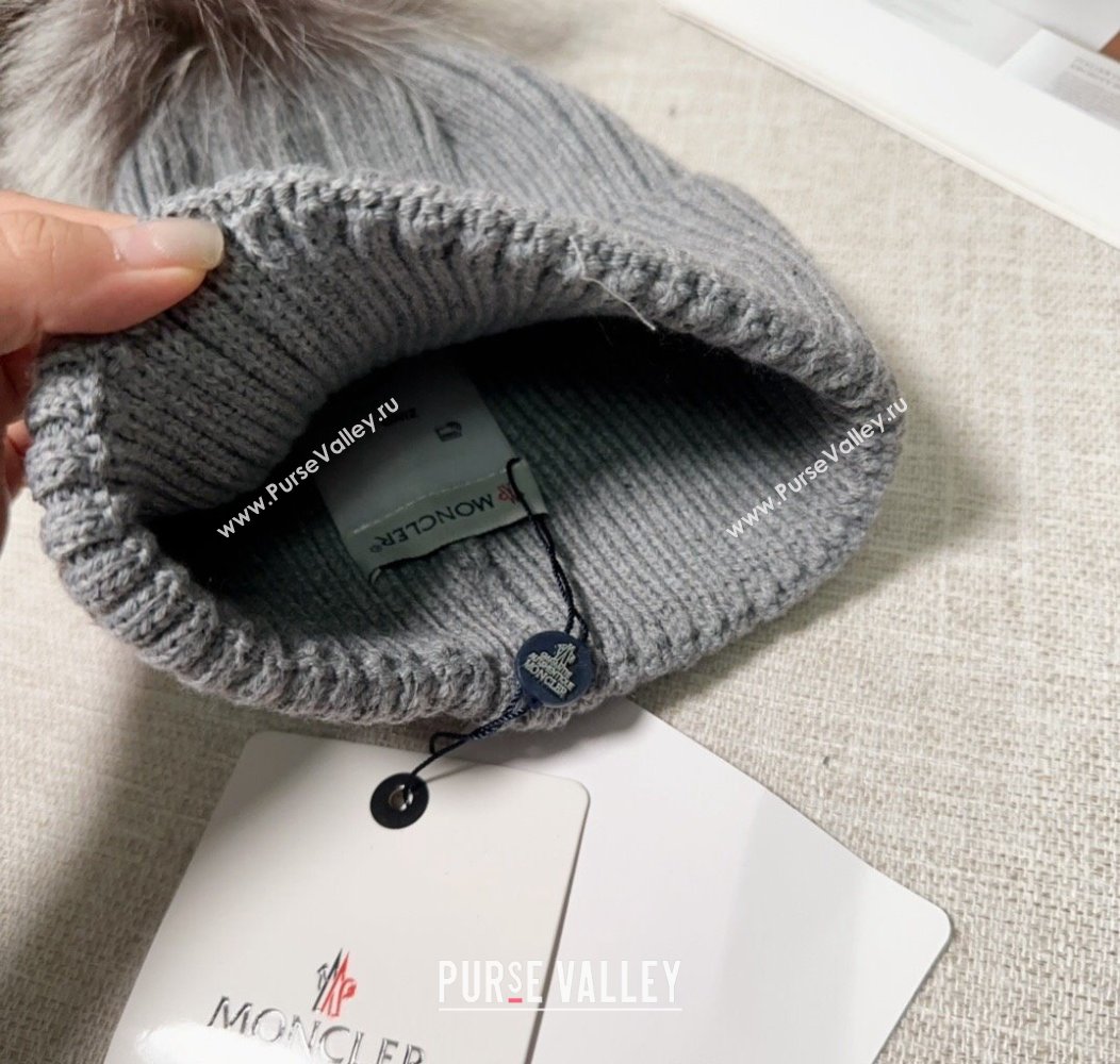 Moncler Knit Hat with Pompon Grey 2024 112803 (A-241128143)