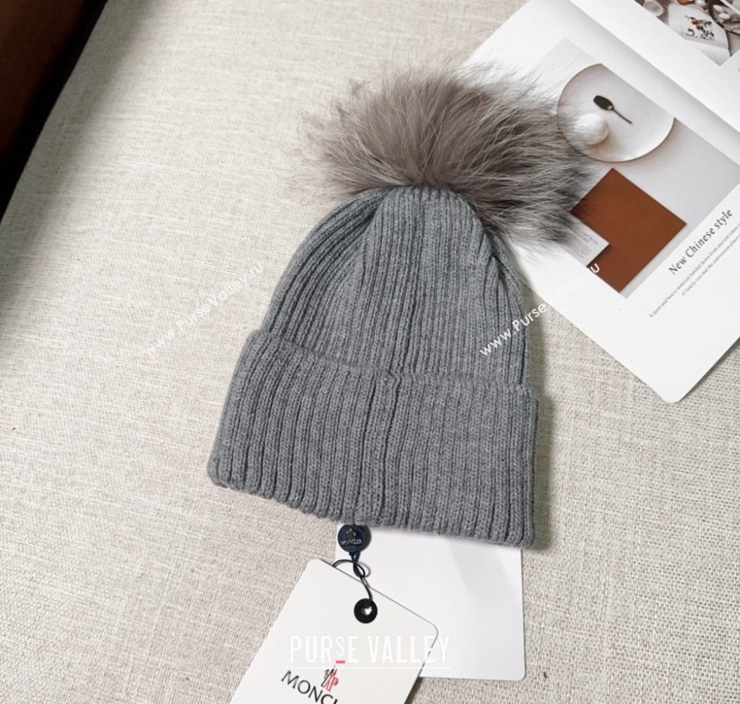 Moncler Knit Hat with Pompon Grey 2024 112803 (A-241128143)