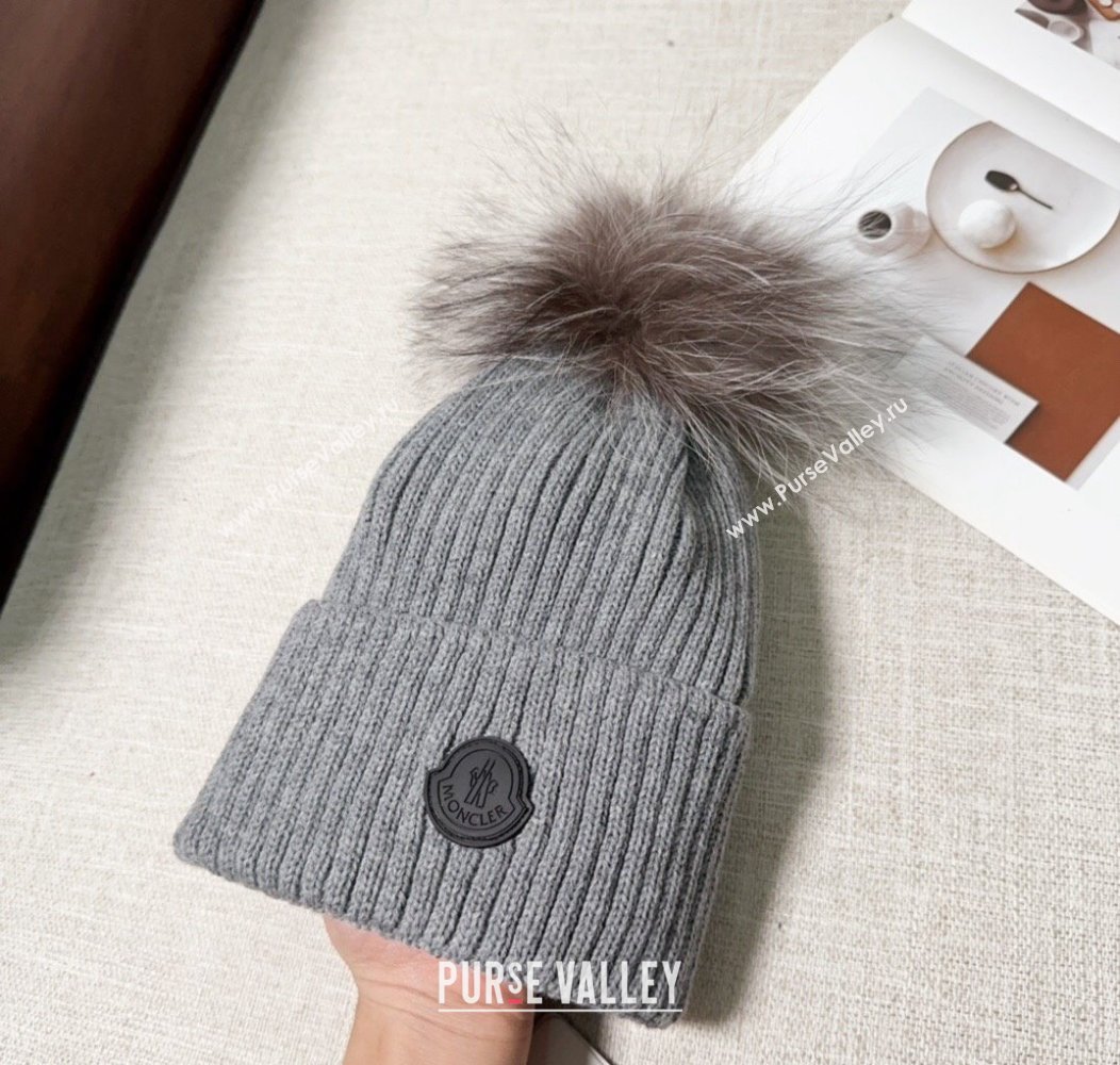 Moncler Knit Hat with Pompon Grey 2024 112803 (A-241128143)