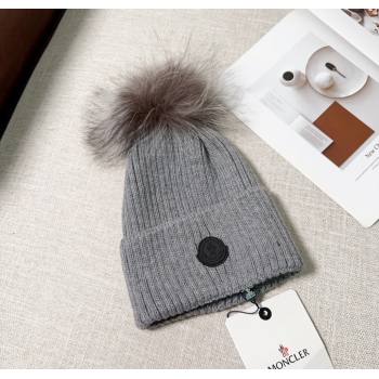 Moncler Knit Hat with Pompon Grey 2024 112803 (A-241128143)