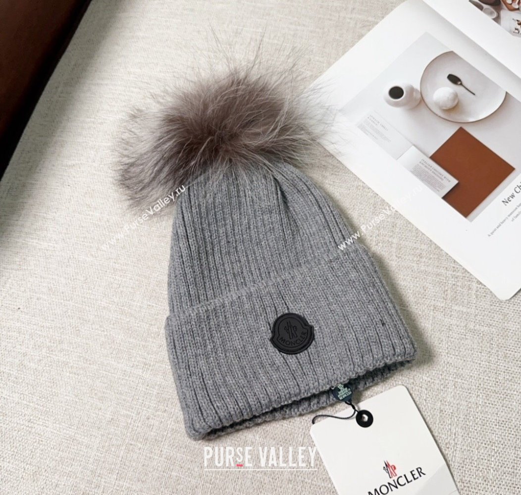 Moncler Knit Hat with Pompon Grey 2024 112803 (A-241128143)