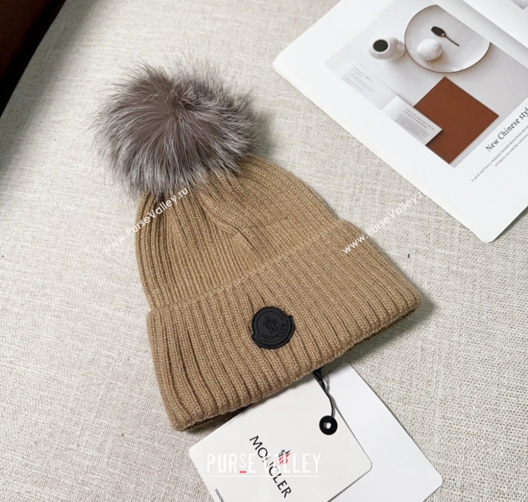 Moncler Knit Hat with Pompon Beige 2024 112803 (A-241128144)