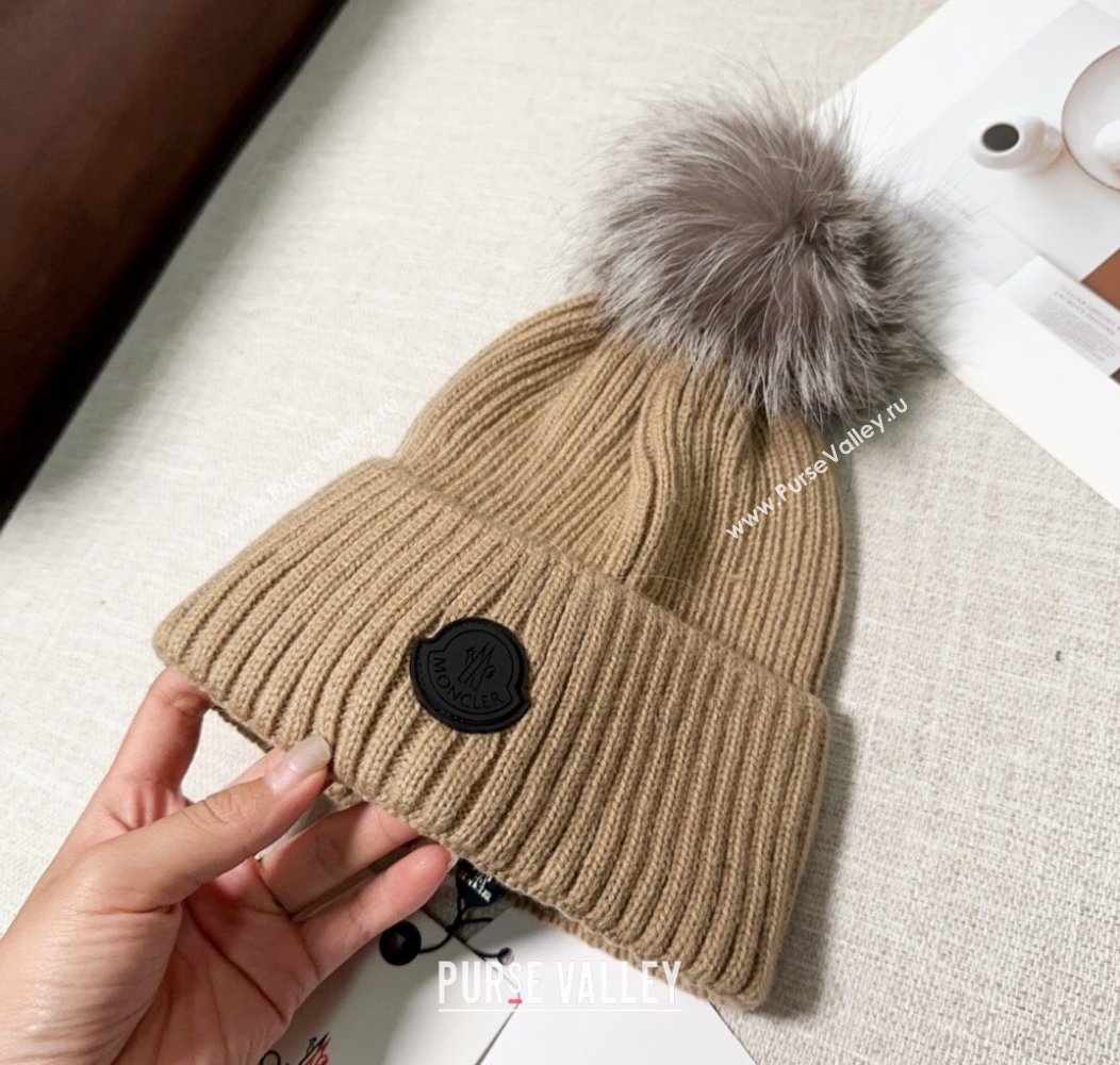 Moncler Knit Hat with Pompon Beige 2024 112803 (A-241128144)