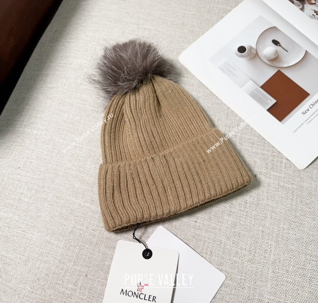 Moncler Knit Hat with Pompon Beige 2024 112803 (A-241128144)