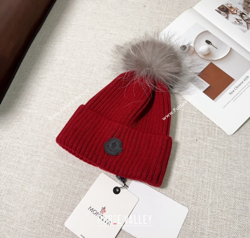 Moncler Knit Hat with Pompon Red 2024 112803 (A-241128145)