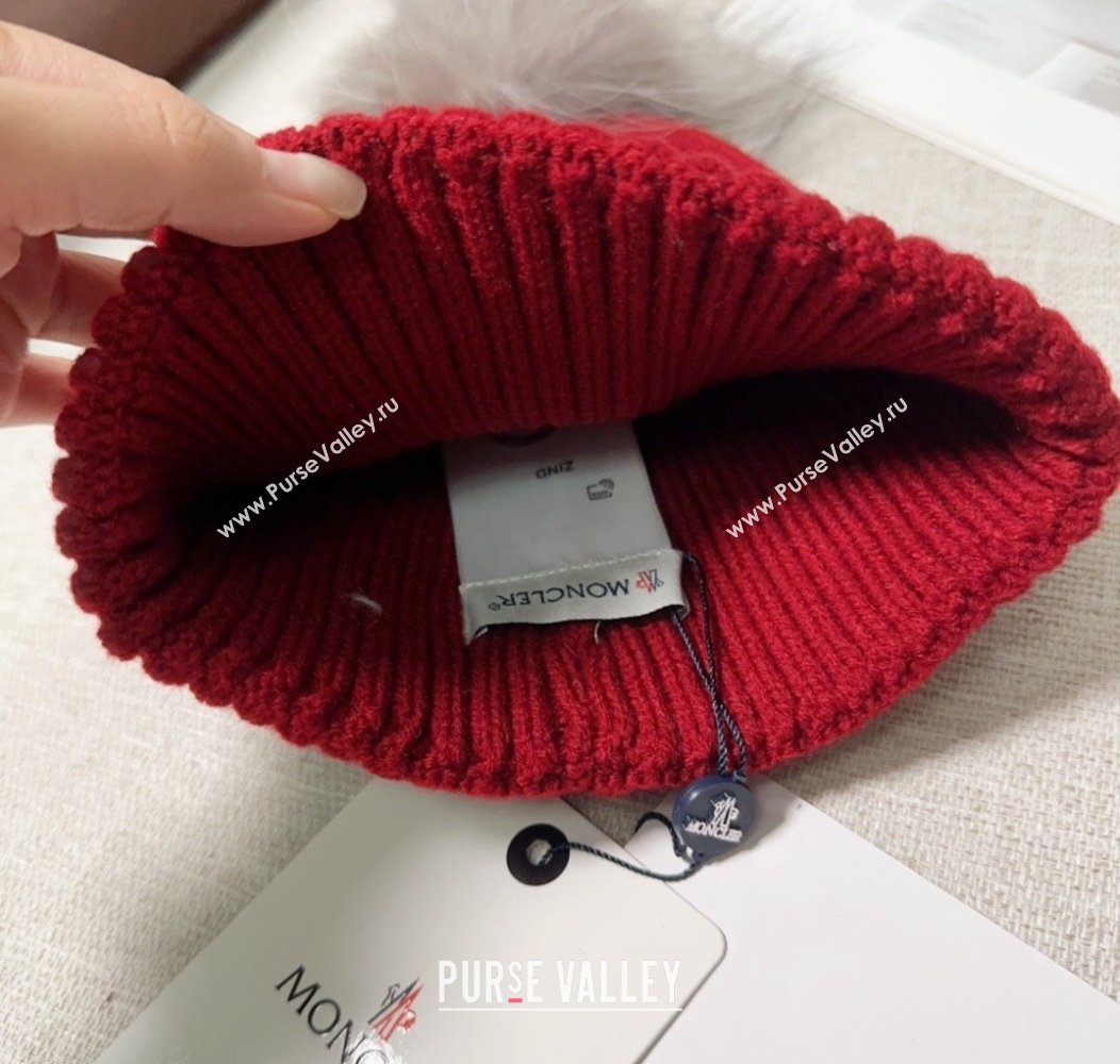 Moncler Knit Hat with Pompon Red 2024 112803 (A-241128145)