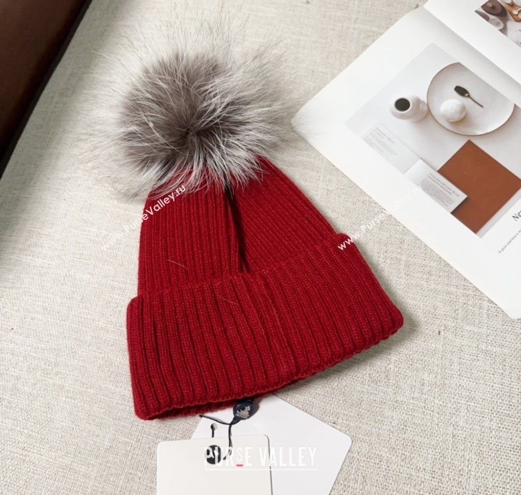 Moncler Knit Hat with Pompon Red 2024 112803 (A-241128145)