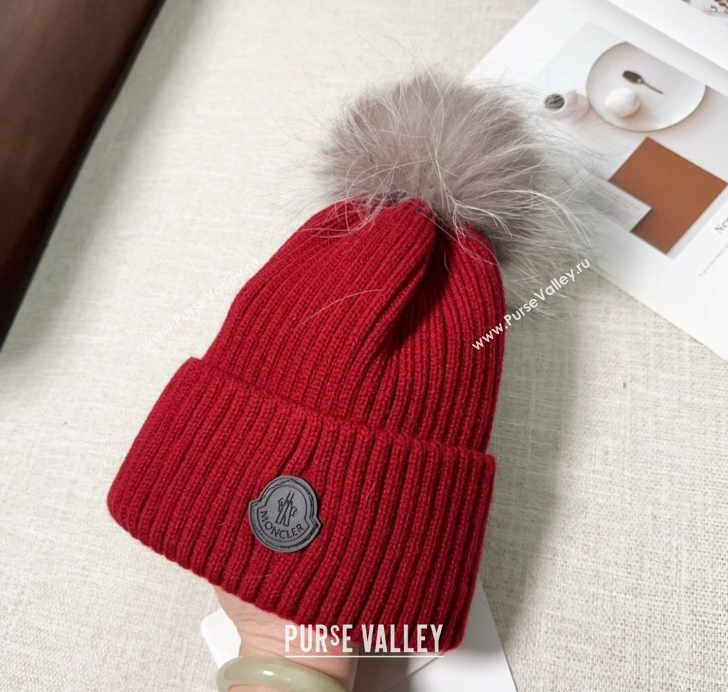 Moncler Knit Hat with Pompon Red 2024 112803 (A-241128145)