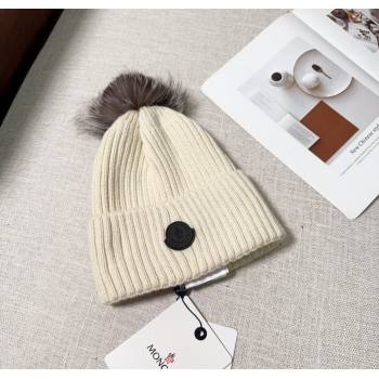 Moncler Knit Hat with Pompon White 2024 112803 (A-241128146)