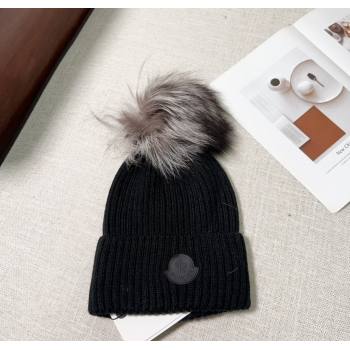 Moncler Knit Hat with Pompon Black 2024 112803 (A-241128149)