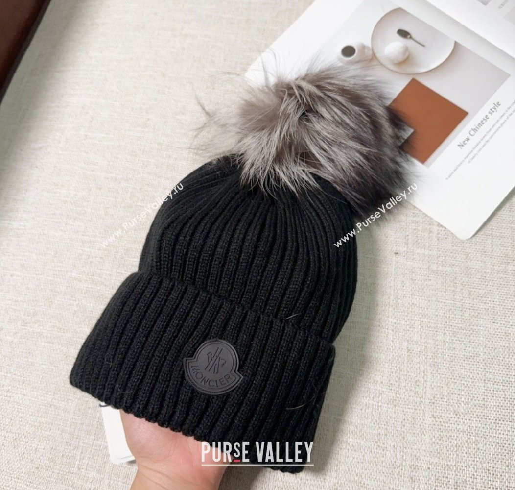 Moncler Knit Hat with Pompon Black 2024 112803 (A-241128149)