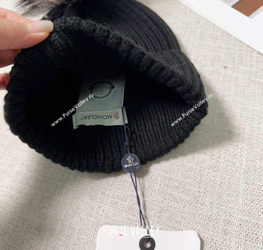 Moncler Knit Hat with Pompon Black 2024 112803 (A-241128149)