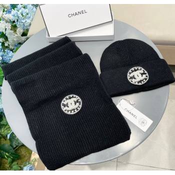 Chanel Knit Scarf and Hat Set Black 2024 1129 (A-241129013)