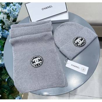 Chanel Knit Scarf and Hat Set Grey 2024 1129 (A-241129014)