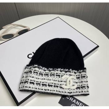 Chanel Knit Hat with Maxi CC Black1/White1 2024 1129 (A-241129017)