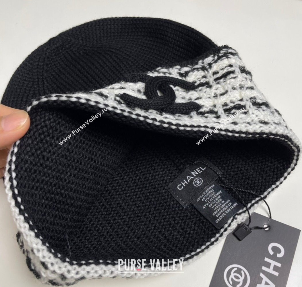 Chanel Knit Hat with Maxi CC Black/White2 2024 1129 (A-241129019)