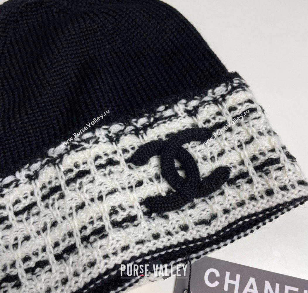 Chanel Knit Hat with Maxi CC Black/White2 2024 1129 (A-241129019)