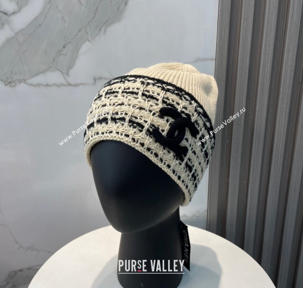 Chanel Knit Hat with Maxi CC Beige 2024 1129 (A-241129020)