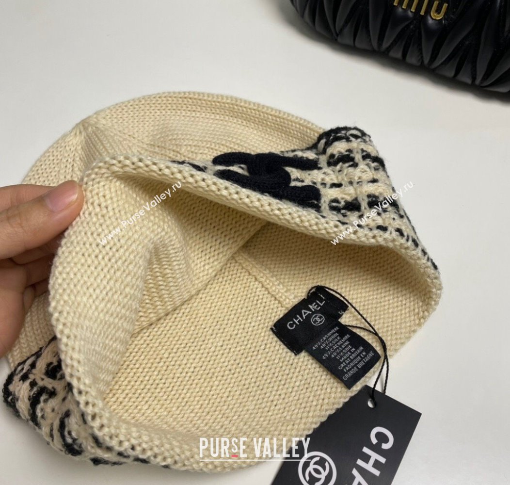 Chanel Knit Hat with Maxi CC Beige 2024 1129 (A-241129020)