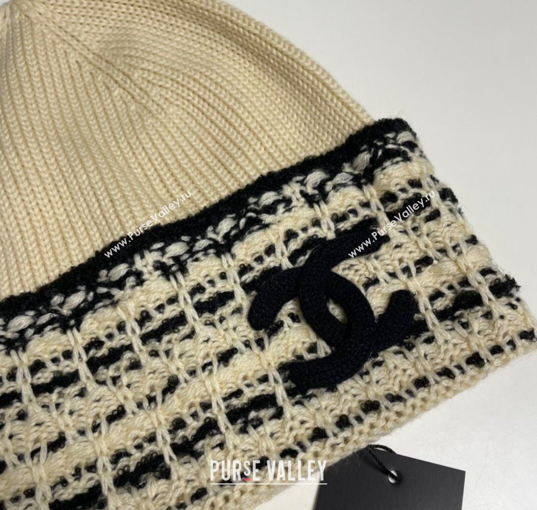 Chanel Knit Hat with Maxi CC Beige 2024 1129 (A-241129020)