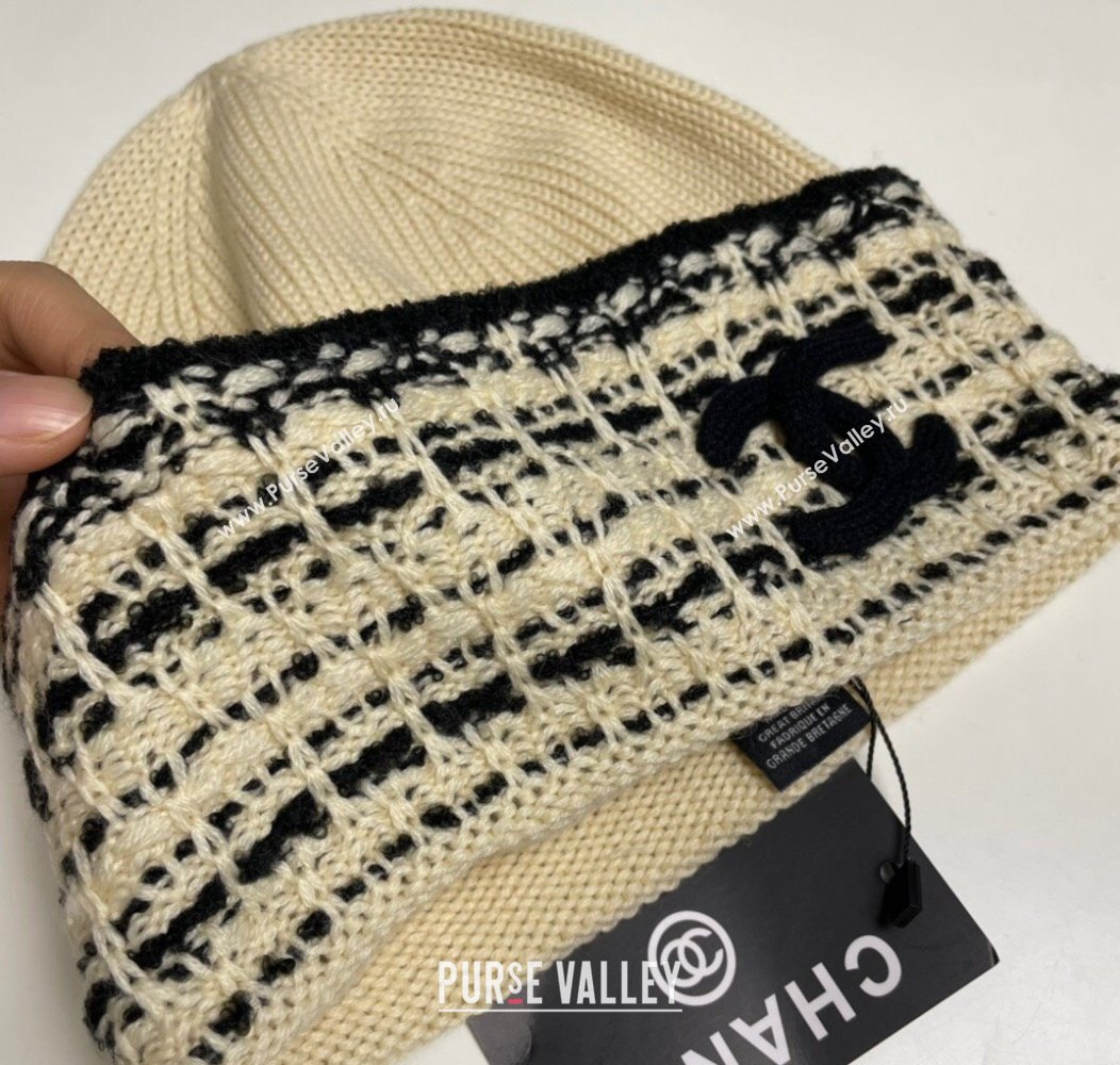 Chanel Knit Hat with Maxi CC Beige 2024 1129 (A-241129020)