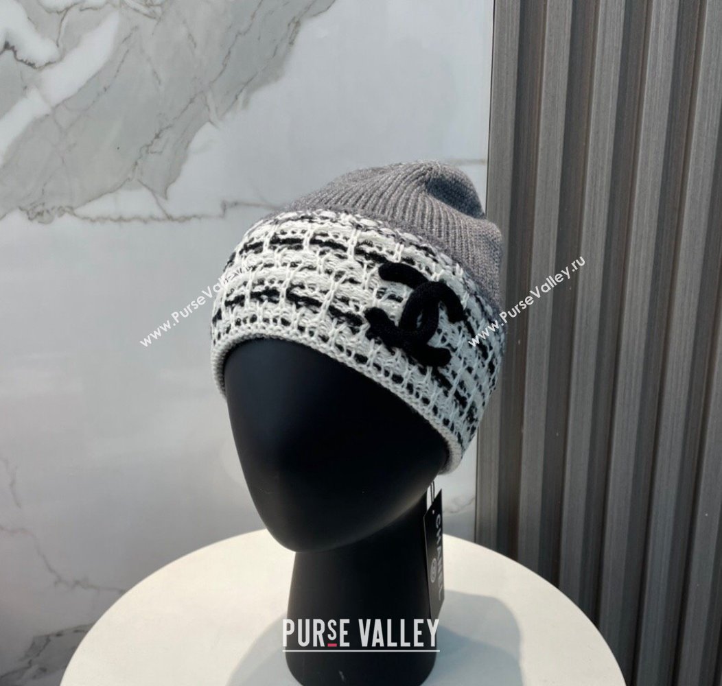 Chanel Knit Hat with Maxi CC Grey 2024 1129 (A-241129021)