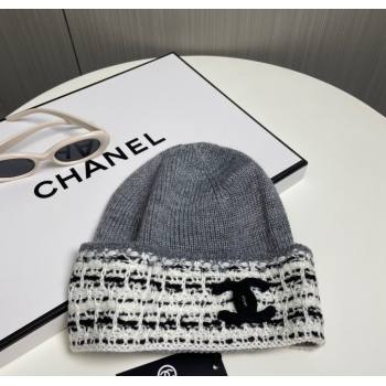 Chanel Knit Hat with Maxi CC Grey 2024 1129 (A-241129021)