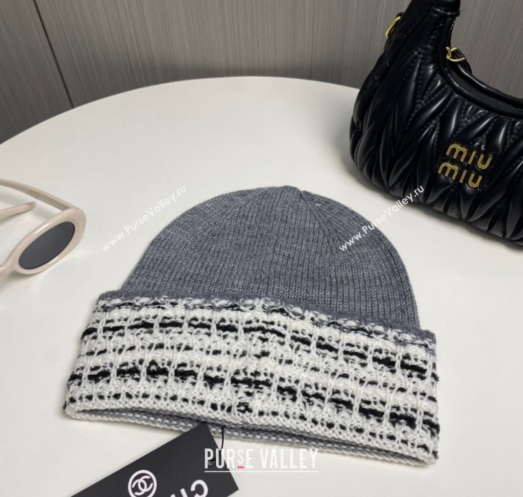 Chanel Knit Hat with Maxi CC Grey 2024 1129 (A-241129021)