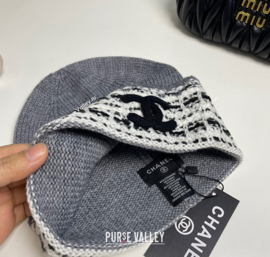 Chanel Knit Hat with Maxi CC Grey 2024 1129 (A-241129021)