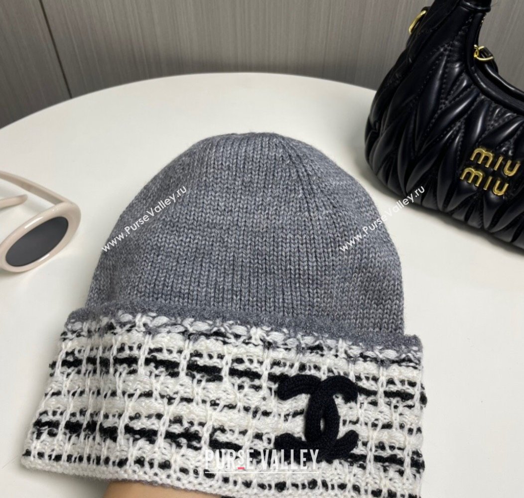 Chanel Knit Hat with Maxi CC Grey 2024 1129 (A-241129021)