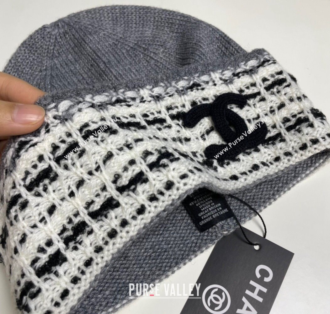 Chanel Knit Hat with Maxi CC Grey 2024 1129 (A-241129021)