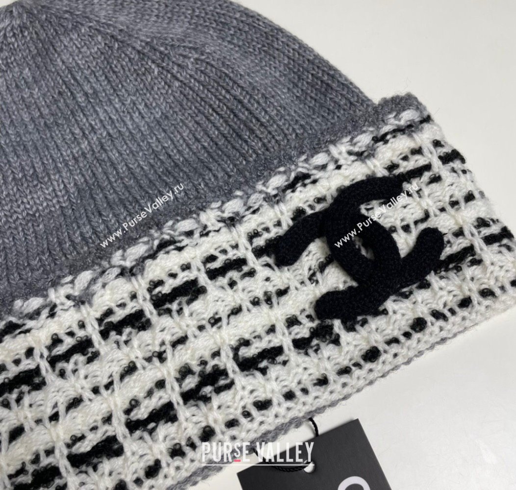 Chanel Knit Hat with Maxi CC Grey 2024 1129 (A-241129021)