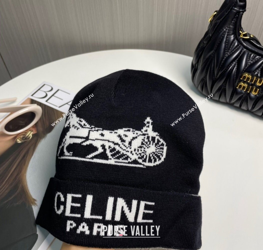 Celine Knit Hat with Logo Black 2024 1129 (A-241129022)