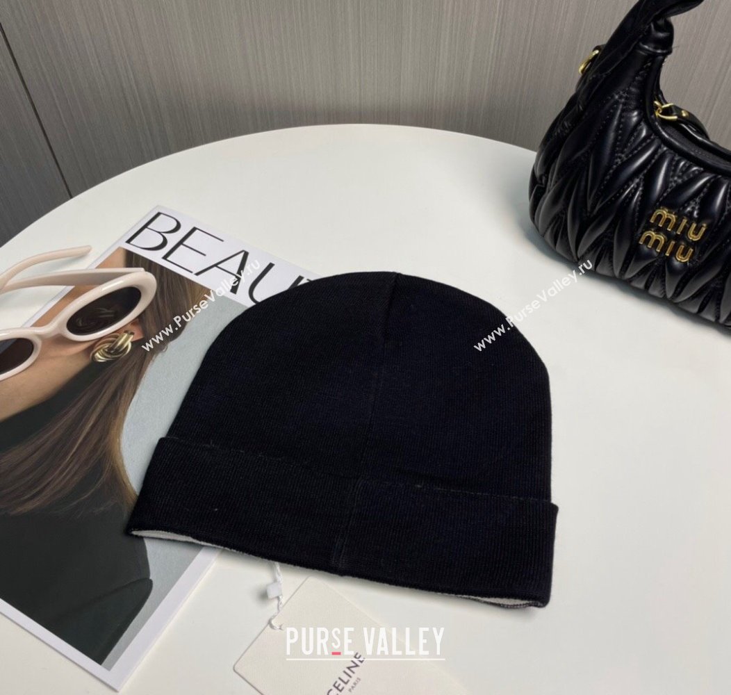 Celine Knit Hat with Logo Black 2024 1129 (A-241129022)