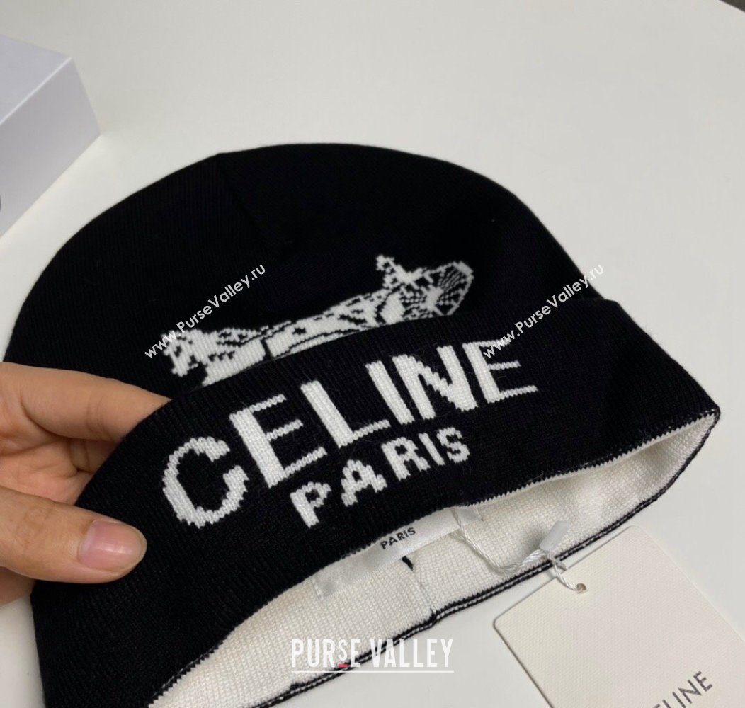 Celine Knit Hat with Logo Black 2024 1129 (A-241129022)