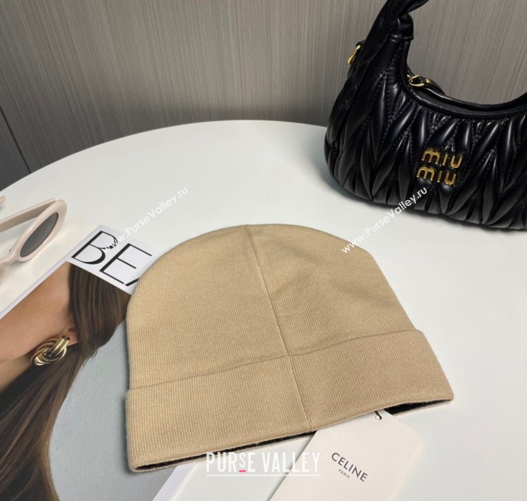 Celine Knit Hat with Logo Beige 2024 1129 (A-241129026)