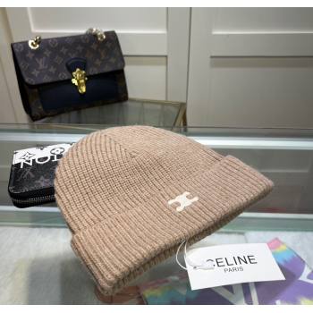 Celine Triomphe Knit Hat Beige 2024 1129 (A-241129027)